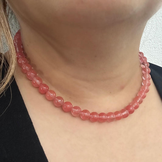 CLASSIC Watermeloenkwarts | Ketting | 8mm | Magneetsluiting | 45cm