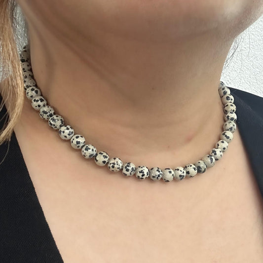 CLASSIC Dalmatiër Jaspis | Ketting | 8mm | Magneetsluiting | 45cm
