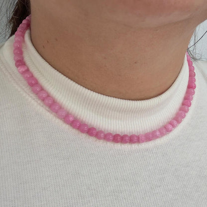MALIBU PINK | Roze jade ketting | 6mm