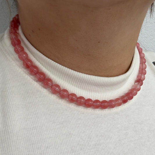 CLASSIC Watermeloenkwarts | Ketting | 8 mm | Kreeftsluiting | 45cm