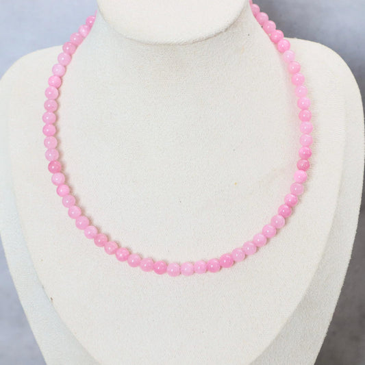 MALIBU PINK | Roze jade ketting | 6mm | Kreeftsluiting | 42cm