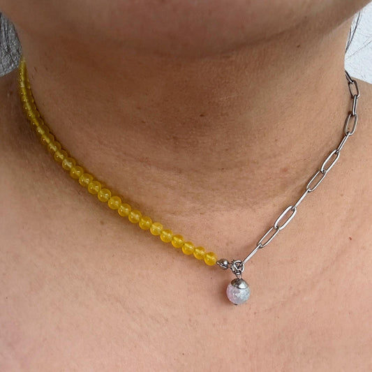 SES SALINES GLOW | Chalcedoon ketting | 4mm | Kreeftsluiting | ca. 40cm
