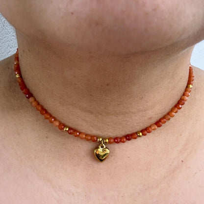 SA CALETA GLOW | Natuursteen ketting | 4mm | Kreeftsluiting | ca 40cm