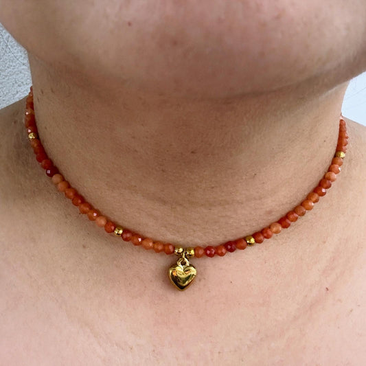SA CALETA GLOW | Natuursteen ketting | 4mm | Kreeftsluiting | ca 40cm