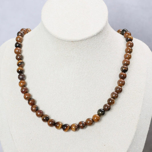 CLASSIC Tijgeroog | Ketting | 8mm | Magneetsluiting | 45cm