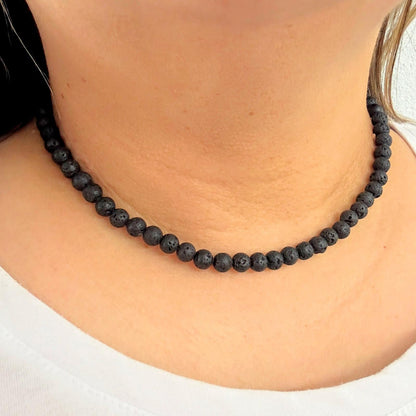 CLASSIC Lavasteen | Ketting | 6mm | Magneetsluiting | 45cm
