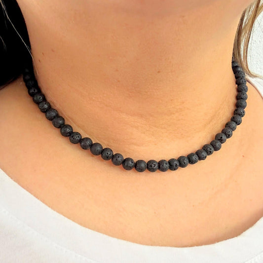 CLASSIC Lavasteen | Ketting | 6mm | Magneetsluiting | 45cm