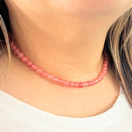 CLASSIC Watermeloenkwarts | Ketting | 6mm | Magneetsluiting | 45cm