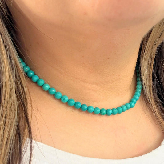 CLASSIC Magnesiet Turquoise | Ketting | 6mm | Kreeftsluiting | 45cm