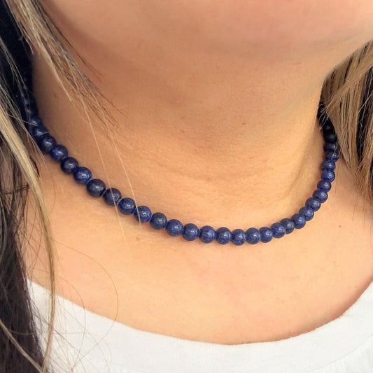 CLASSIC Lapis Lazuli | Ketting | 6mm | Kreeftsluiting | 45cm