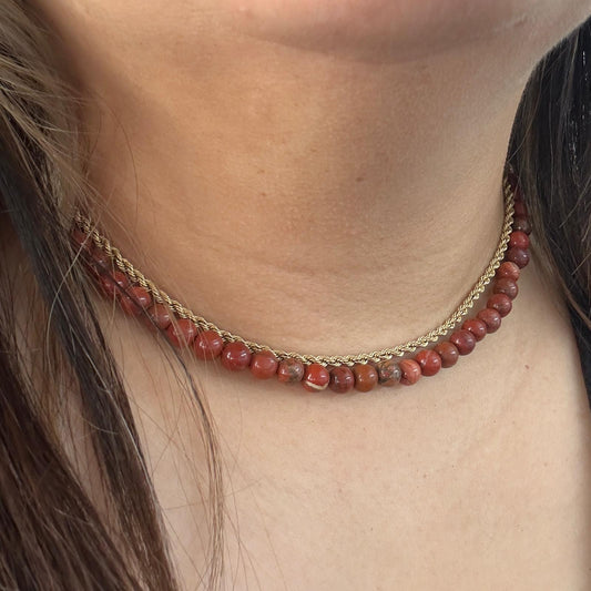 CLASSIC Rode Jaspis | Ketting | 6mm | Kreeftsluiting | 45cm