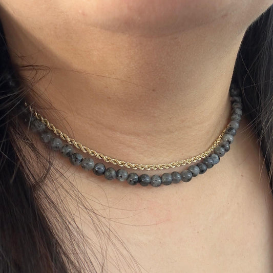 CLASSIC Larvikiet | Ketting | 6mm | Kreeftsluiting | 45cm