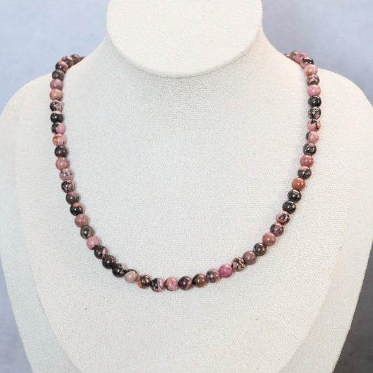 CLASSIC Rhodoniet | Ketting | 6mm | Kreeftsluiting | 45cm