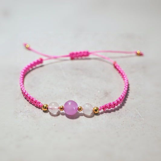 SUNSET GLOW | Macramé armband | fuchsia paars | goud