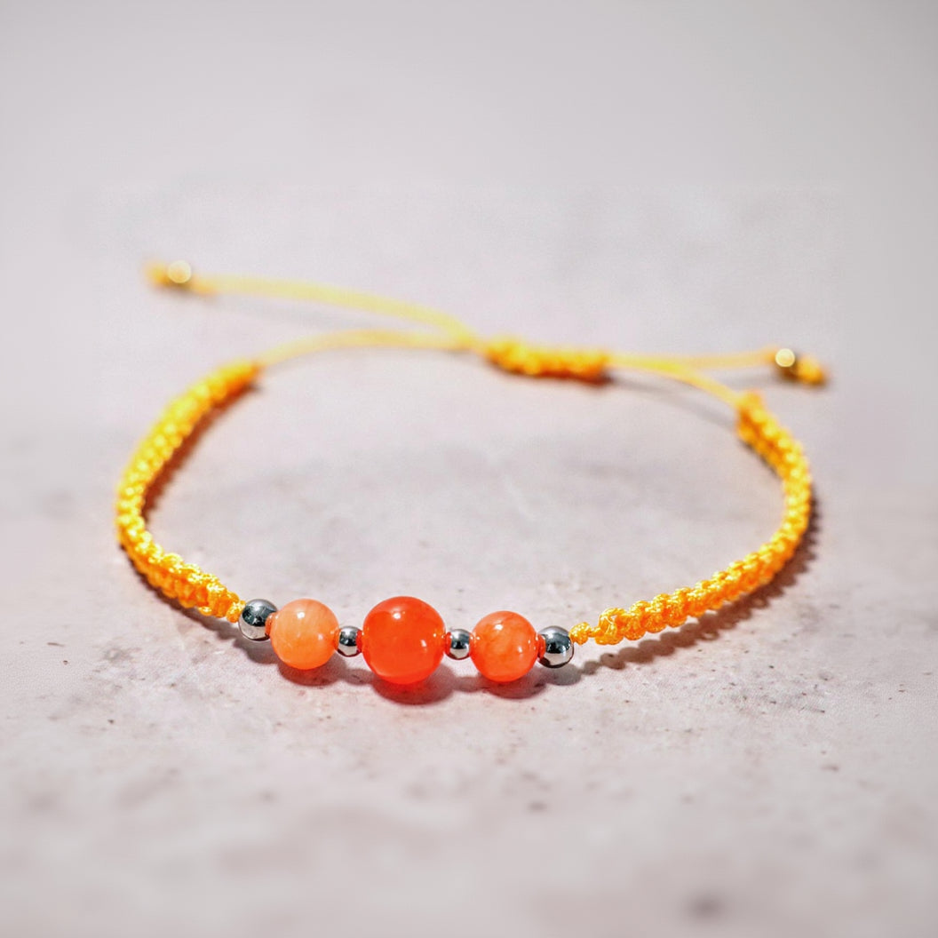 SUNBEAM | Macramé armband | geel | zilver