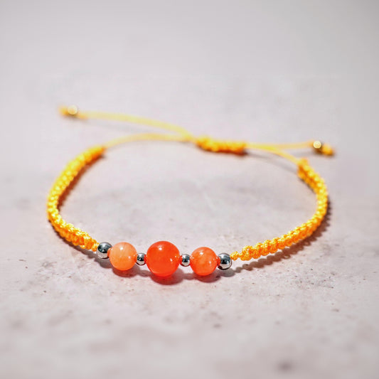 SUNBEAM | Macramé armband | geel | zilver