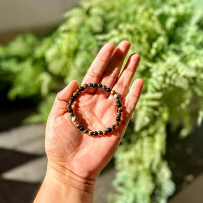 SIERRA NEVADA SHADOWS | Obsidiaan & tijgeroog armband | 6mm | Normal Fit