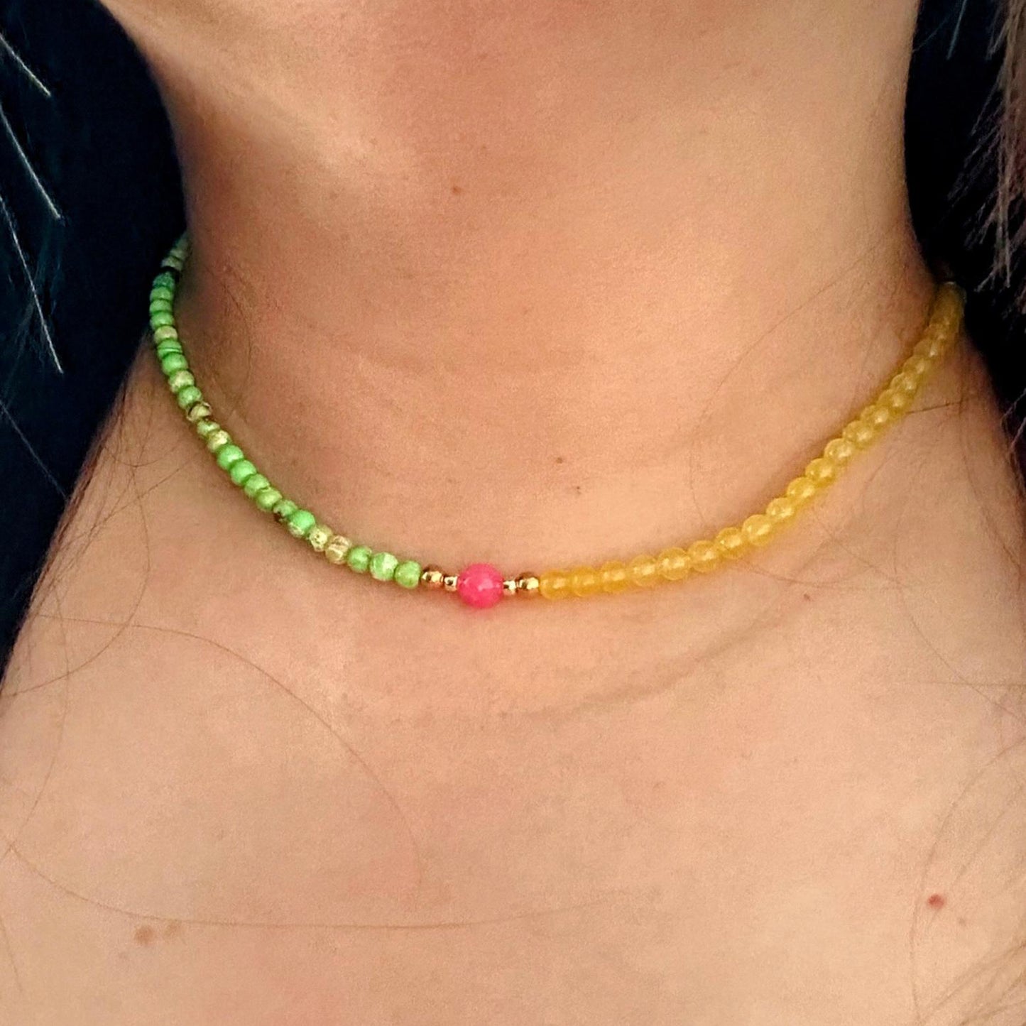 LEMON VALLEY | Natuursteen ketting mix | 4mm | ca. 40cm