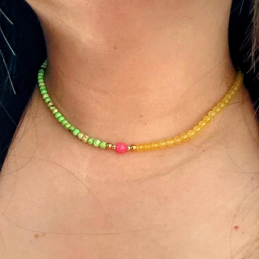 LEMON VALLEY | Natuursteen ketting mix | 4mm | ca. 40cm