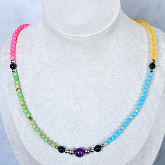 RAINBOW LAKE | Natuursteen ketting mix | 4mm | ca. 40cm