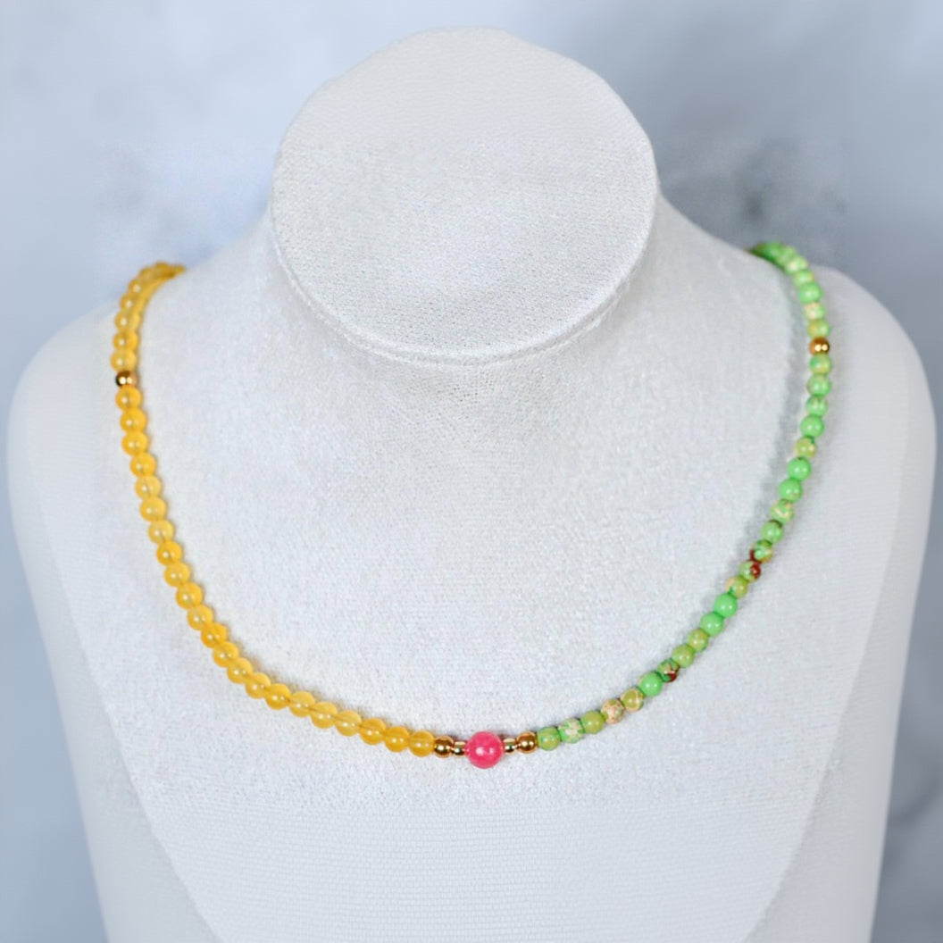 LEMON VALLEY | Natuursteen ketting mix | 4mm | ca. 40cm