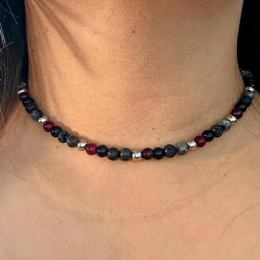 ETNA NIGHTS | Natuursteen ketting mix | 6mm | ca. 40 cm