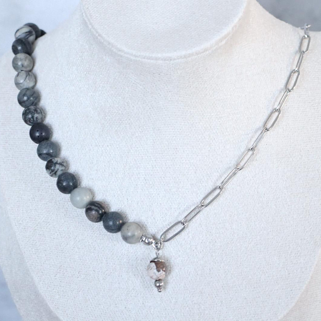 SILVER CRATER | Jaspis ketting | 8mm | ca. 40cm