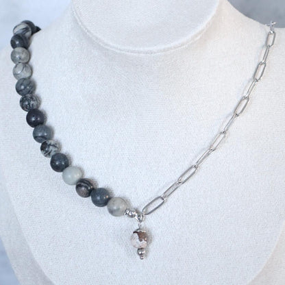 SILVER CRATER | Jaspis ketting | 8mm | ca. 40cm