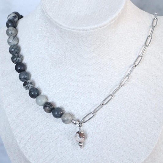 SILVER CRATER | Jaspis ketting | 8mm | ca. 40cm