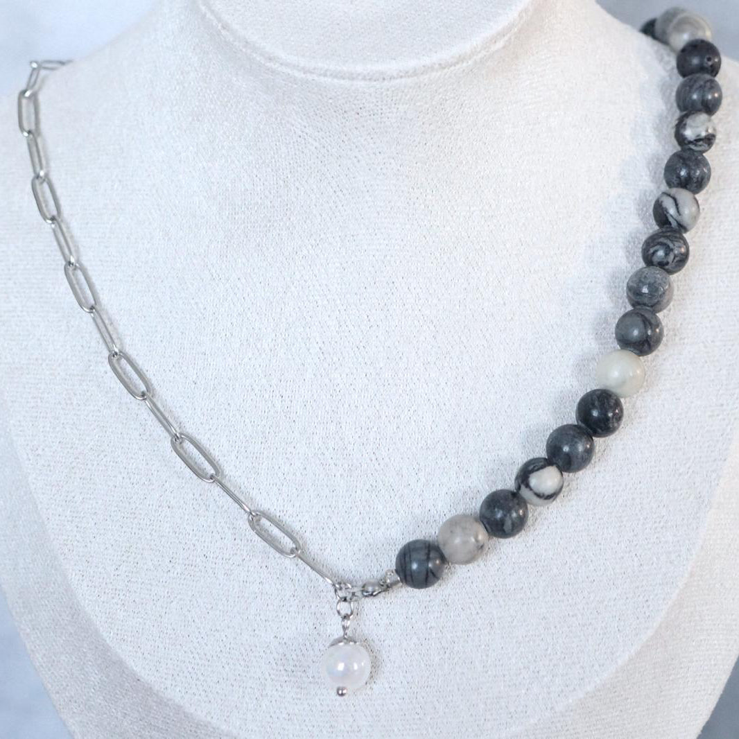 SILVER CRATER | Jaspis ketting | 8mm | ca. 40cm