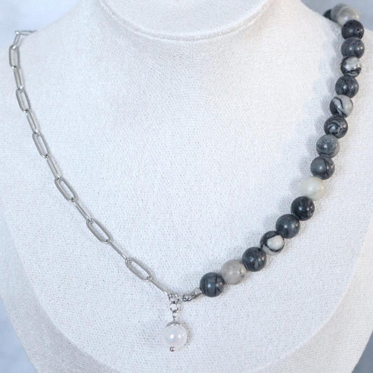 SILVER CRATER | Jaspis ketting | 8mm | ca. 40cm