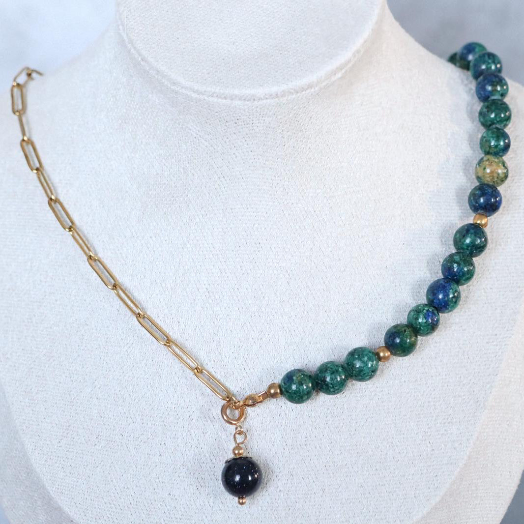 BLUE RIDGE DEPTHS | Azuriet malachiet ketting | 8mm | ca. 40cm