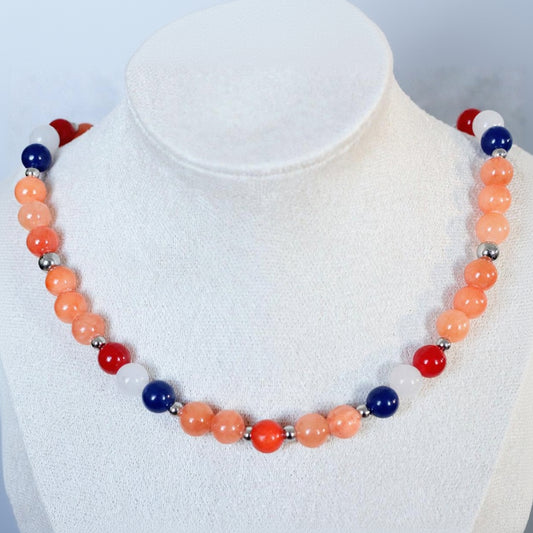 WATERLEIDINGDUINEN GLOW | Natuursteen ketting mix | 8mm | 40cm