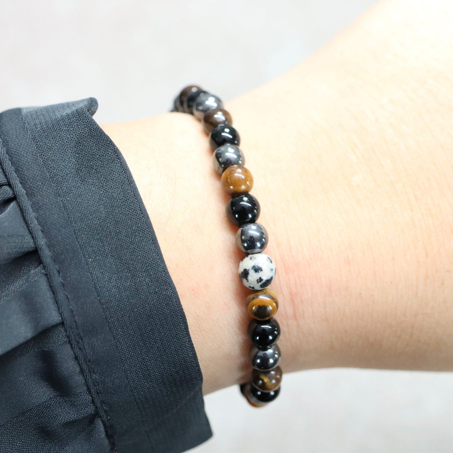SIERRA NEVADA SHADOWS | Obsidiaan & tijgeroog armband | 6mm | Normal Fit