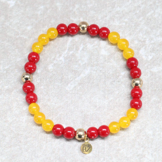 CÁDIZ SUNFIRE | Rood natuursteen & gele chalcedoon armband | 6mm | Normal Fit