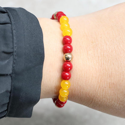 CÁDIZ SUNFIRE | Rood natuursteen & gele chalcedoon armband | 6mm | Normal Fit