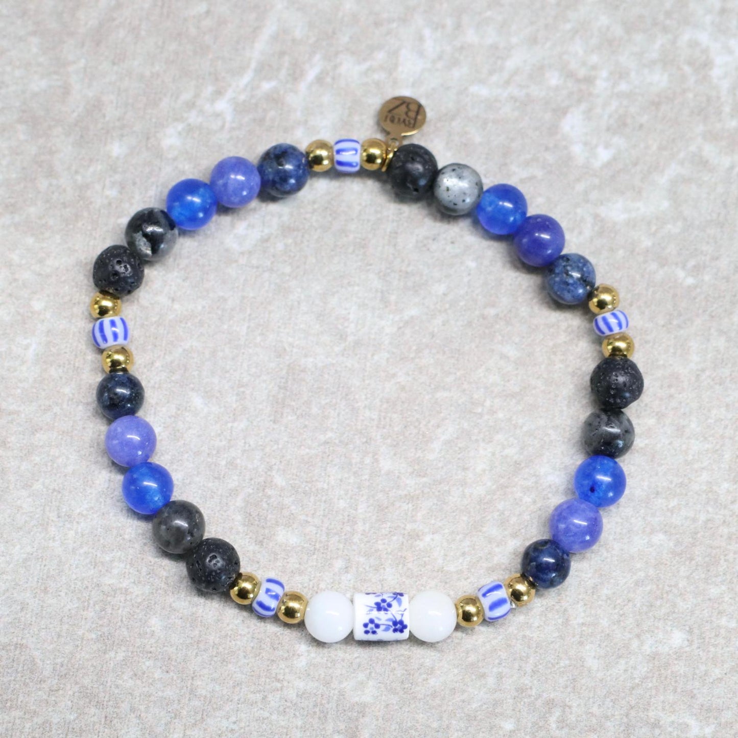 BLUE CHINA | Natuursteen armband mix | 6mm | Normal Fit
