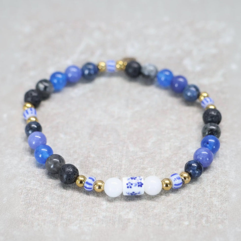 BLUE CHINA | Natuursteen armband mix | 6mm | Normal Fit