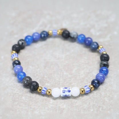 BLUE CHINA | Natuursteen armband mix | 6mm | Normal Fit