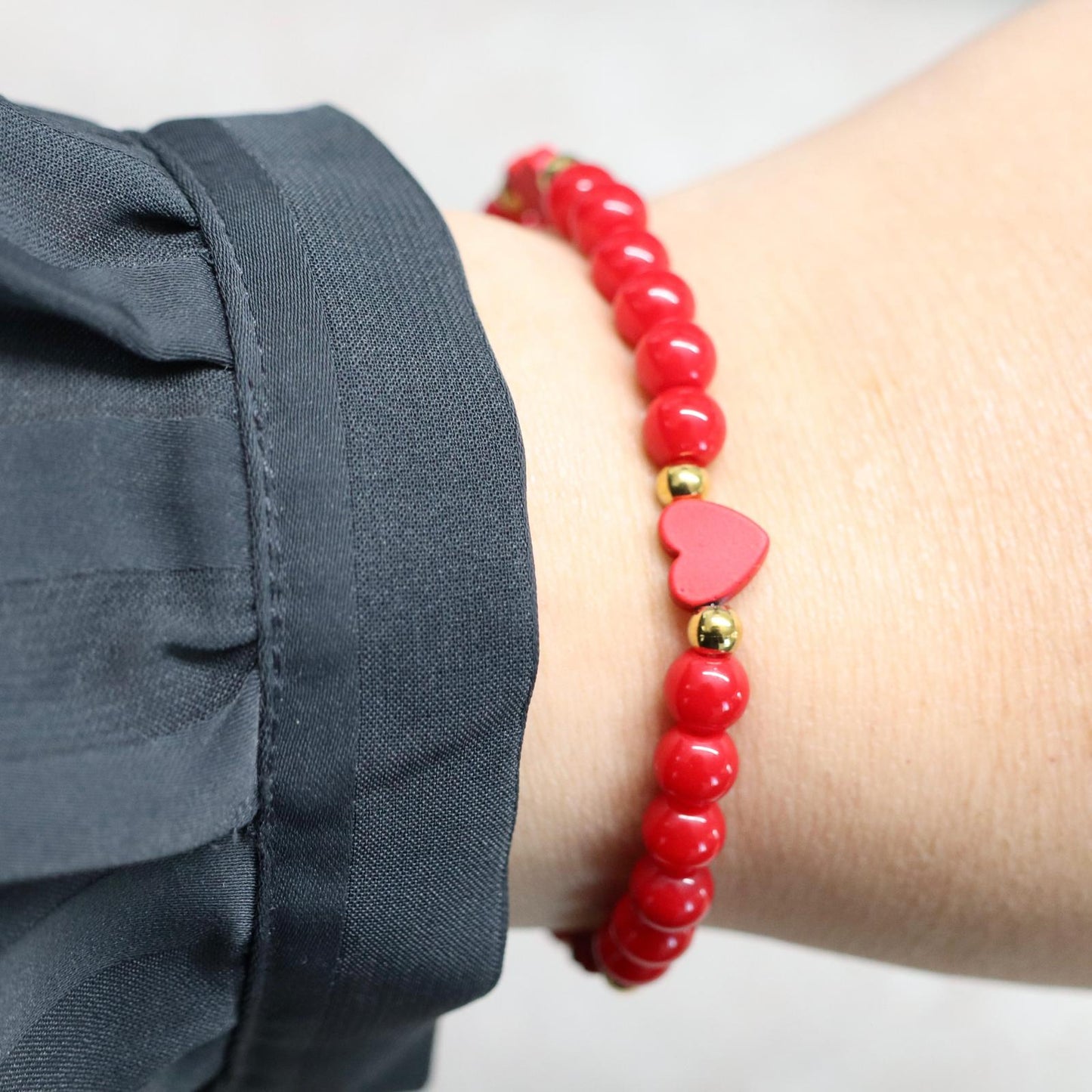 L.A. HEAT | Natuursteen armband rood | 6mm | Normal Fit
