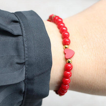 L.A. HEAT | Natuursteen armband rood | 6mm | Normal Fit
