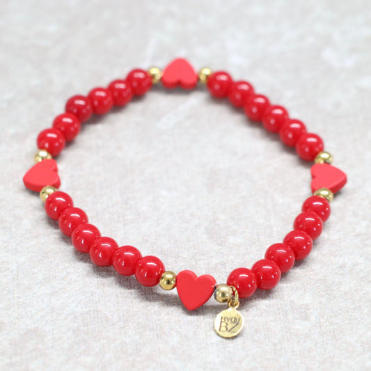 L.A. HEAT | Natuursteen armband rood | 6mm | Normal Fit