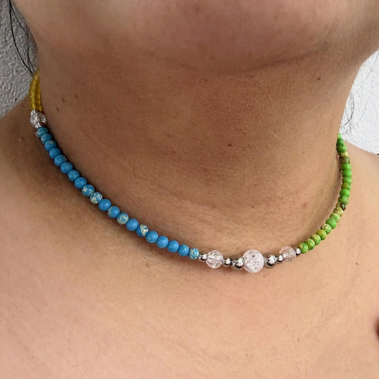 RAINBOW LAKE | Natuursteen ketting mix | 4mm | Kreeftsluiting | ca. 40cm