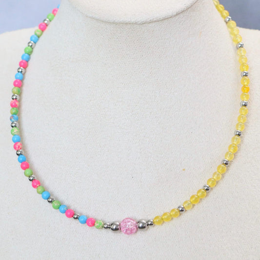 FORMENTERA GLOW | Natuursteen ketting mix | 4mm | Kreeftsluiting | ca. 40cm