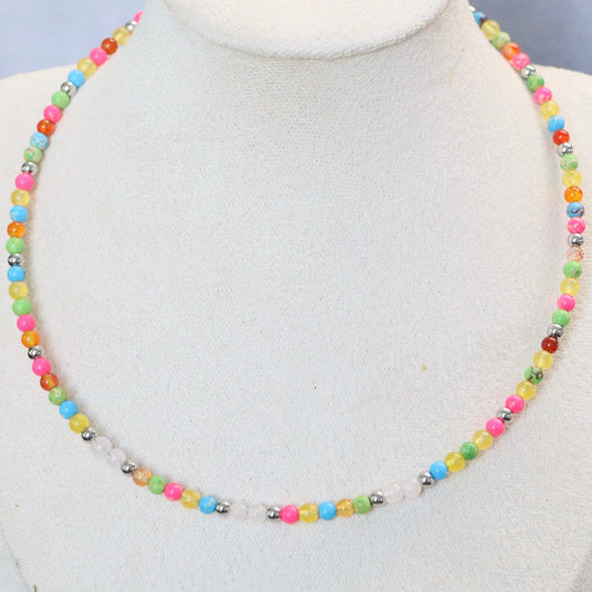 CALA COMTE COLORS | Natuursteen ketting mix | 4mm | Kreeftsluiting | ca. 40cm