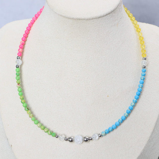 RAINBOW LAKE | Natuursteen ketting mix | 4mm | Kreeftsluiting | ca. 40cm