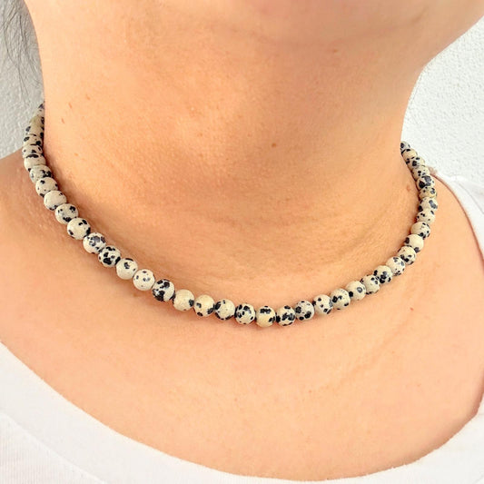 CLASSIC Dalmatiër Jaspis | Ketting | 6mm | Magneetsluiting | 45cm
