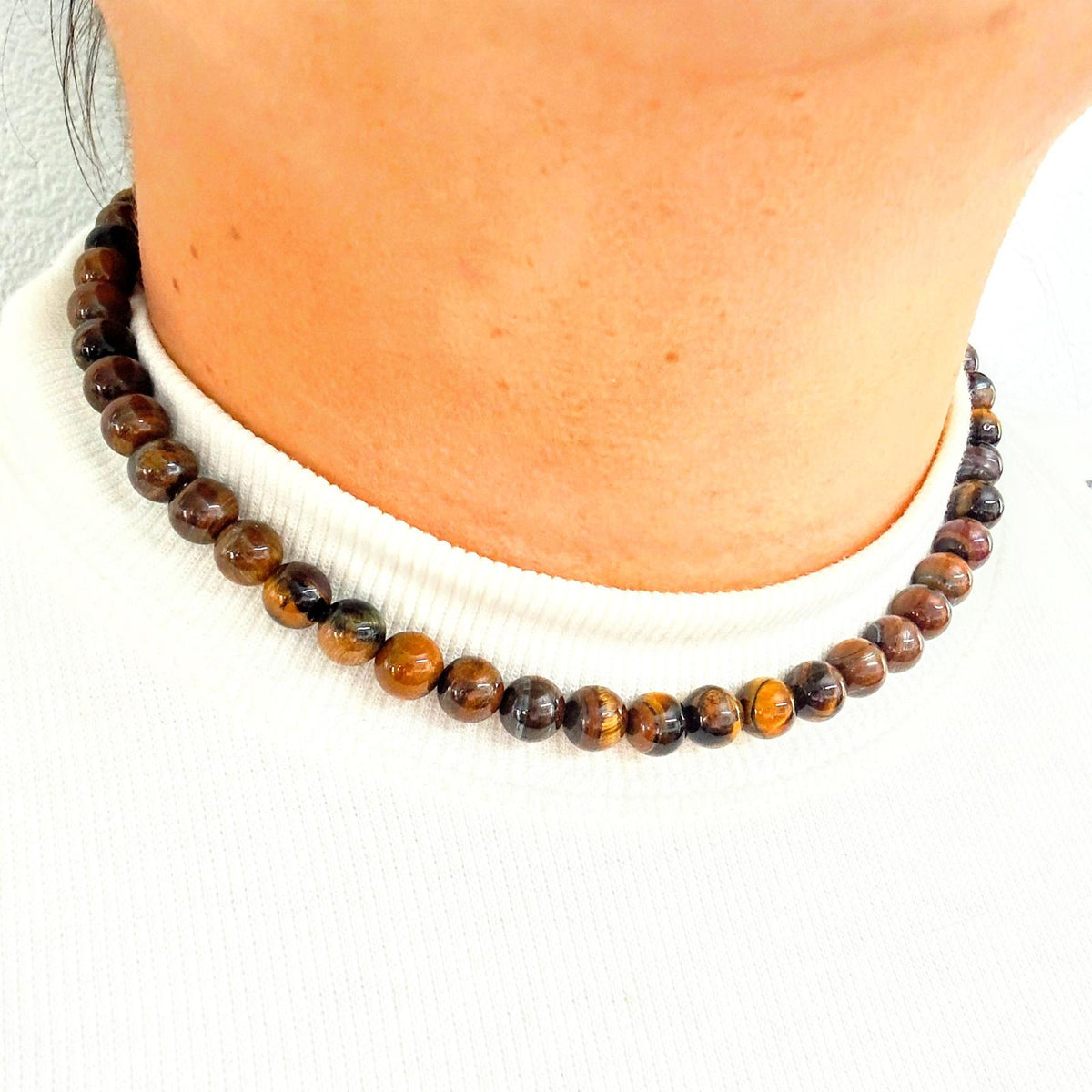 CLASSIC Tijgeroog | Ketting | 8mm | Magneetsluiting | 45cm