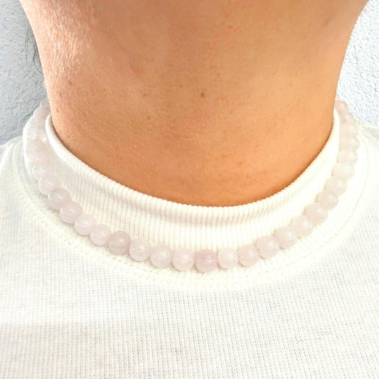 CLASSIC Rozenkwarts | Ketting | 8mm | Magneetsluiting | 45cm